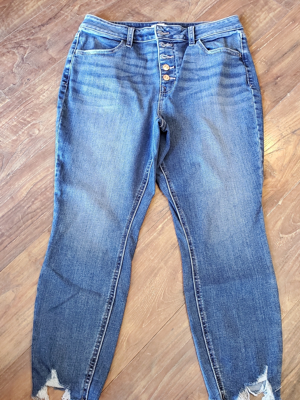 Maurices Boyfriend Jeans in Medium Blue Wash with Button-Fly